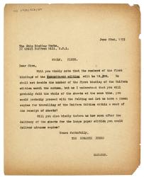 Letter from Margaret West at The Hogarth Press to The Ship Binding Works (22/06/1933)