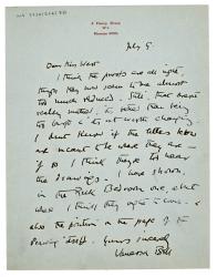 Letter from Vanessa Bell to Margaret West at The Hogarth Press (09/07/1933)
