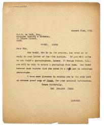 Letter from Margaret West at The Hogarth Press to W. F. G. Le Tall (21/08/1933)