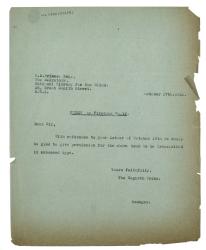 Letter from Margaret West at The Hogarth Press to C. S. Prince at The National Library for the Blind (17/10/1933)