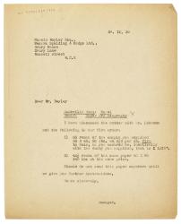 Image of a Letter from The Hogarth Press to Spalding & Hodge Ltd (26/10/1939)