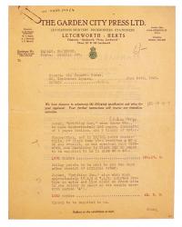 Image of typescript letter from The Garden City Press Ltd. to The Hogarth Press (06/24/1930) Page 1 of 3
