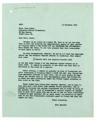 Letter from Rita Spurdle at The Hogarth Press to Lise Lebel at Librairie Ernest Flammarion (15/11/1977)