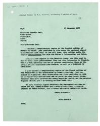 Letter from Rita Spurdle at The Hogarth Press to Quentin Bell (15/11/1977)