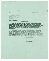 Letter from Rita Spurdle at The Hogarth Press to Christian Bourgois at Union Générale d'Editions (23/06/1977)