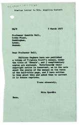 Letter from Rita Spurdle at The Hogarth Press to Quentin Bell (07/03/1977)
