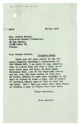 Letter from Rita Spurdle at The Hogarth Press to Jeanne Durand at Librairie Ernest Flammarion (28/05/1976)