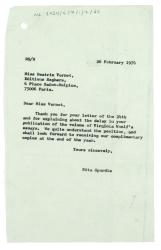 Letter from Rita Spurdle at The Hogarth Press to Béatrix Vernet at Editions Seghers (26/02/1976)