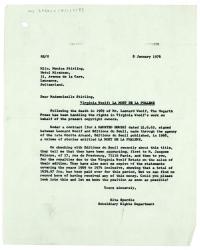 Letter from Rita Spurdle at The Hogarth Press to Monica Stirling (08/01/1976)