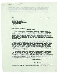 Letter from Rita Spurdle at The Hogarth Press to Christian Bourgois at Éditions du Rocher (25/11/1975)