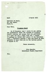 Letter from Rita Spurdle at The Hogarth Press to Éditions du Seuil (05/03/1975)