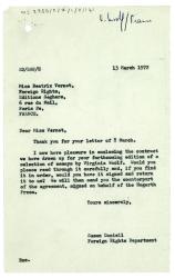 Letter from Susan Daniell at The Hogarth Press to Béatrix Vernet at Éditions Seghers (13/03/1972)