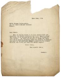Image of a Letter from The Hogarth Press to Jeanne Lichnerowicz (22/06/1926)