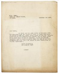 Image of a Letter from Mrs Cartwright at The Hogarth Press to Y. M. Boscq (01/12/1927)