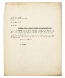 Image of a Letter from Leonard Woolf at The Hogarth Press to Librairie Stock (23/04/1928)