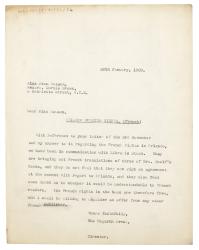 Image of a Letter from Leonard Woolf at The Hogarth Press to Jean Watson (28/01/1929)