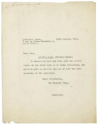Image of a Letter from The Hogarth Press to Librairie Stock (13/01/1931)