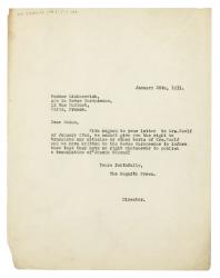 Image of a Letter from Leonard Woolf at The Hogarth Press to Jeanne Lichnerowicz (26/01/1931)