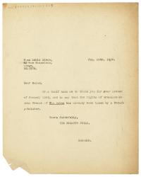 Image of a Letter from The Hogarth Press to Louise Simon (29/01/1935)