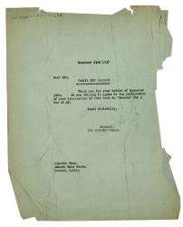 Image of a Letter from Dorothy Lange at The Hogarth Press to J. L. Cuny (23/12/1937)
