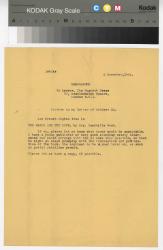 Image of a typescript memorandum from the William A. Bradley Literary Agency to The Hogarth Press (6/11/1944); page 1 of 1