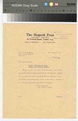 LETTER FROM THE HOGARTH PRESS TO JENNY BRADLEY (28/8/1939)