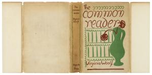 Image of The Common Reader dust jacket featuring a green and brown illustration by Vanessa Bell