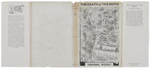 Image of dust Jacket for The Death of the Moth and Other Essays featuring a black and white illustration by Vanessa Bell