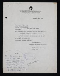 Image of typescript letter from Liveright Publishing Corporation to Aline Burch (28/11/1950) page1 of 1