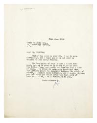 Image of typescript letter from Leonard Woolf to Louis Golding (20/06/1932) page 1 of 1