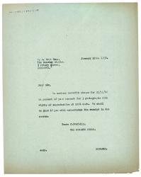 Image of typescript letter from The Hogarth Press to The Country Studio (27/01/1936) page 1 of 1