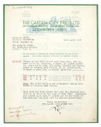 Image of typescript letter from The Garden City Press to The Hogarth Press (14/04/1937) page 1 of 2