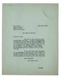 Image of typescript letter from The Hogarth Press to Kathleen Innes (24/04/1936) page 1 of 1