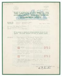 image of typescript letter from The Garden City Press to The Hogarth Press (22/05/1936) page 1 of 2