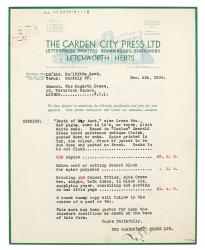 Image of typescript letter from The Garden City Press to The Hogarth Press (06/12/1934) page 1 of 2