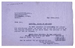 Image of typescript letter from The Hogarth Press to C. H. B. Kitchin (22/05/1940) page 1 of 1