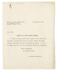 Image of typescript letter from The Hogarth Press to Curtis Brown Ltd. (25/03/1930) page 1 of 1 