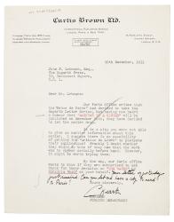 Image of a letter from Curtis Brown Ltd to John Lehmann (10/12/1931) 