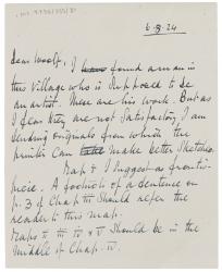 Image of handwritten letter from Norman Leys to Leonard Woolf (06/08/1924) [1] page one of two