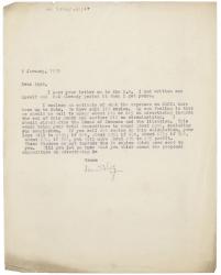 image of typescript letter from Leonard Woolf to Norman Leys (06/01/1925) page 1 of 1
