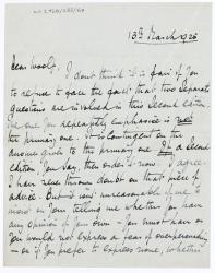 Image of handwritten letter from Norman Leys to Leonard Woolf (13/03/1925) [2] page 1 of 4
