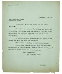 Image of typescript letter from The Hogarth Press to The Garden City Press Ltd. (13/11/1933) page 1 of 1 