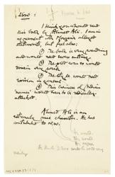 Image of handwritten note to Leonard Woolf regarding Twilight in Dehli  page 1 of 2