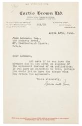 Image of letter from Spencer Curtis Brown to John Lehmann (10/04/1940)