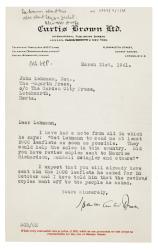 Image of a letter from Spencer Curtis Brown to John Lehmann (31/03/1941)
