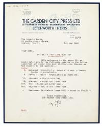 Image of typescript letter from The Garden City Press Ltd to The Hogarth Press (01/05/1940) [1] page 1 of 1