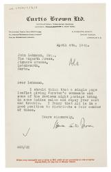 Image of a letter from Spencer Curtis Brown to John Lehmann (04/04/1941)