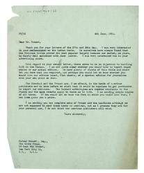 Image of typescript letter from Chatto & Windus to The Grove Press (04/06/1952) page 1 of 1