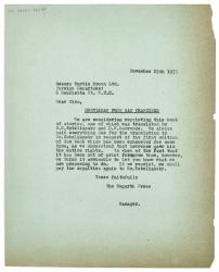 Image of typescript letter from Margaret West to Curtis Brown Ltd (29/11/1933) page 1 of 1 