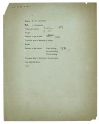 Image of typescript printing and binding information relating to 'A Childhood'  page 1 of 1